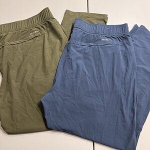 Eddie Bauer Lot Of 2 Athletic Pants Women’s XL Olive And Blue Solid Pockets